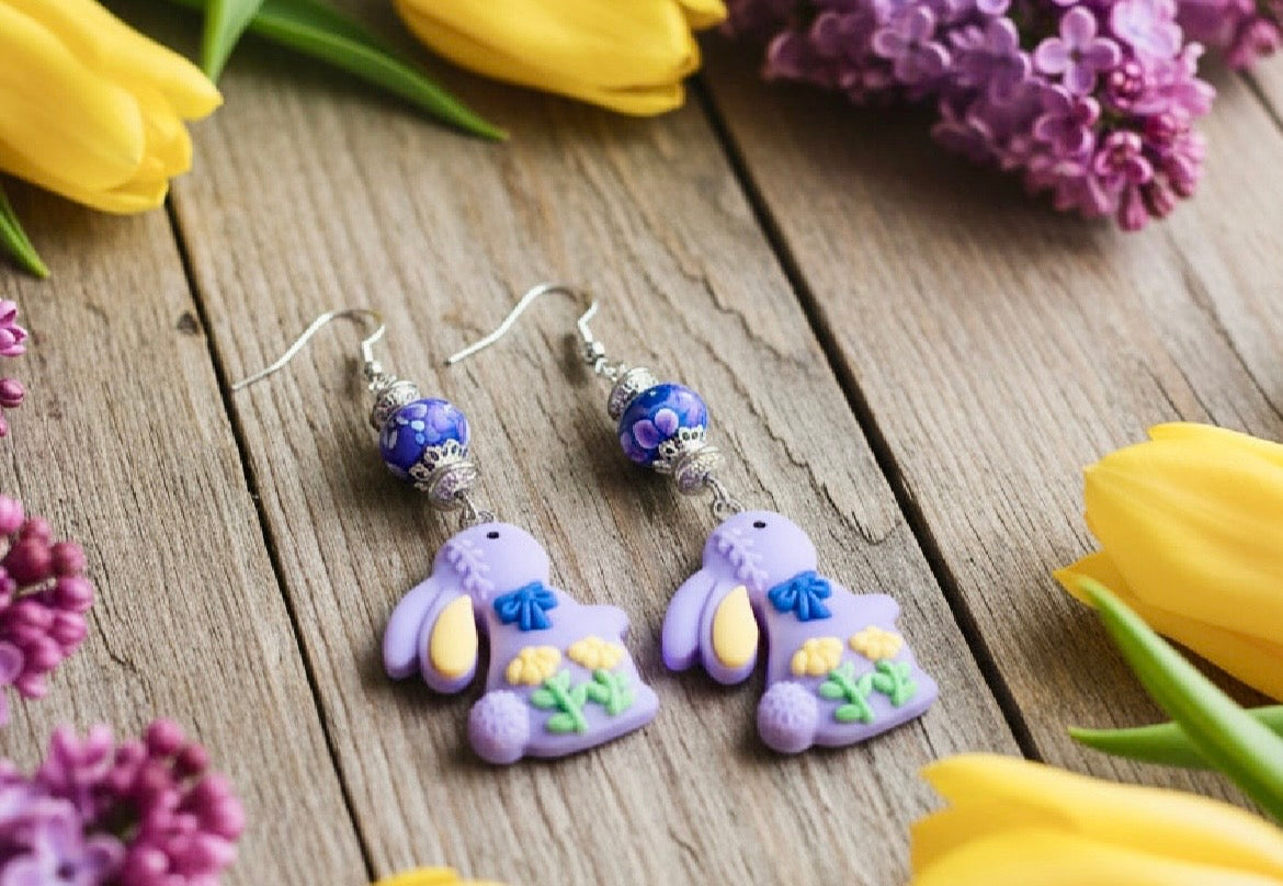 Polymer Easter Bunny Earrings