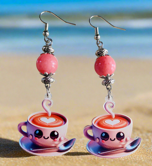 Coffee Cup Charm Earrings