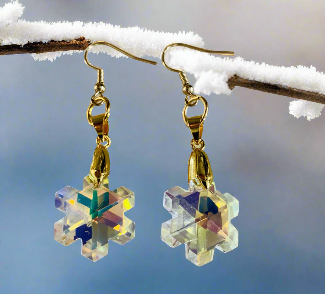 Snowflake Crystal Prism Earrings