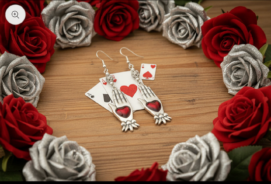 Heart/Hand Tin Alloy Charm Earrings
