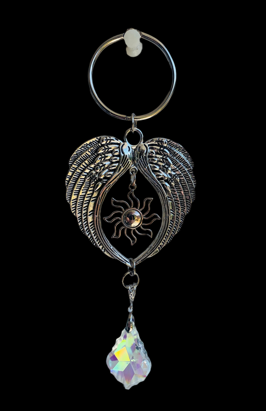 Rearview Mirror SunCatcher with Angel Wings
