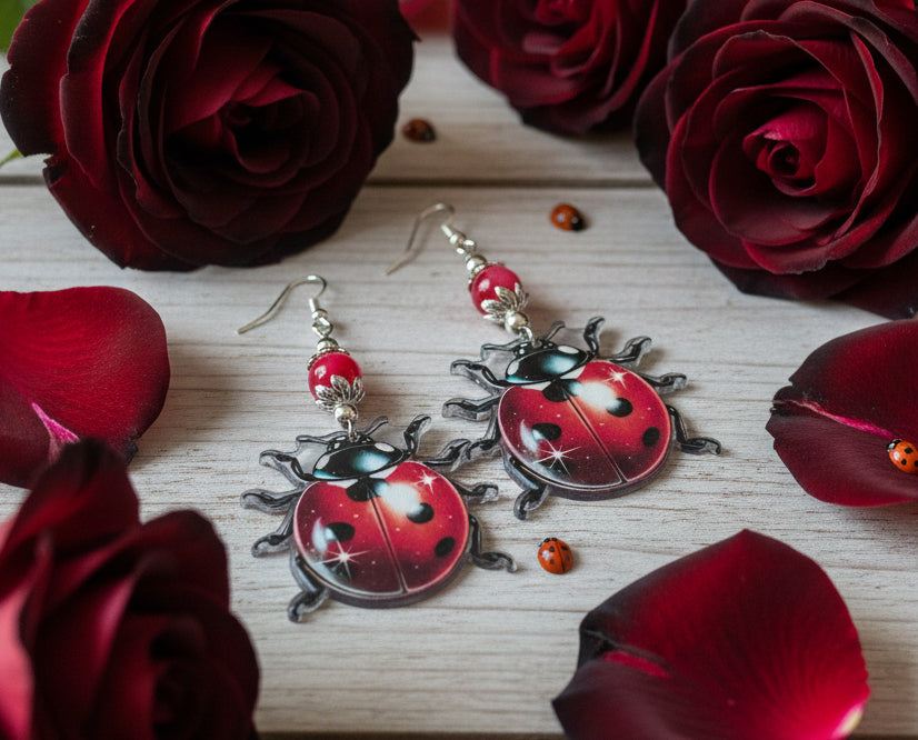 Acrylic Ladybug Earrings