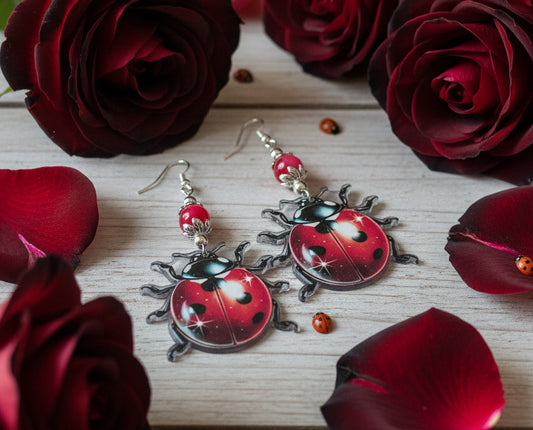Acrylic Ladybug Earrings