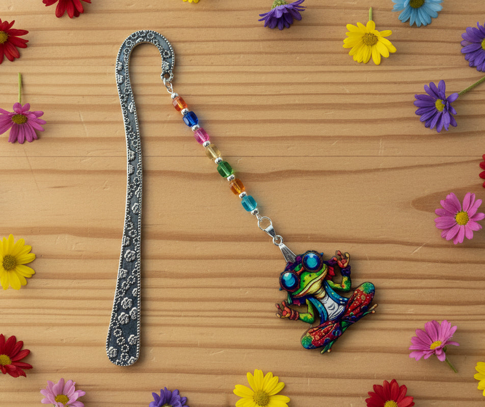 Patterned Bookmark with Groovy Chill Frog
