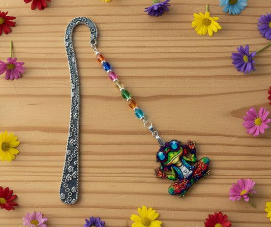 Patterned Bookmark with Groovy Chill Frog