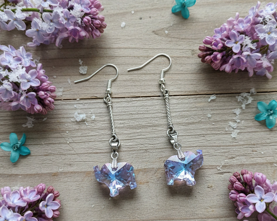 Celestial Crystal Elephant Drop Earrings