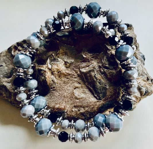 Grey/Black Memory Wire Wraparound Bracelet