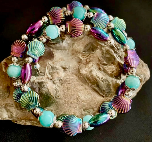 Amazonite/Hematite Bead Wraparound Bracelet