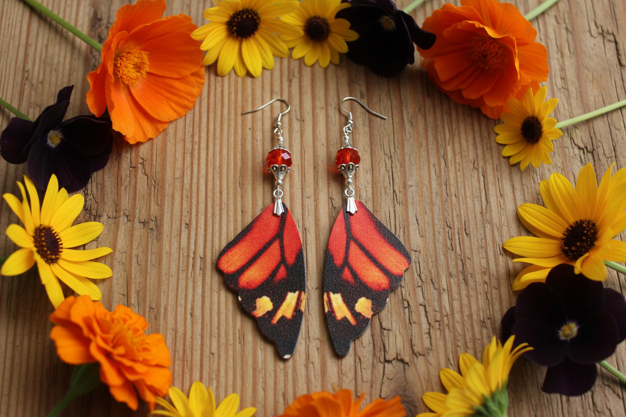 Leather Butterfly Wing Earrings