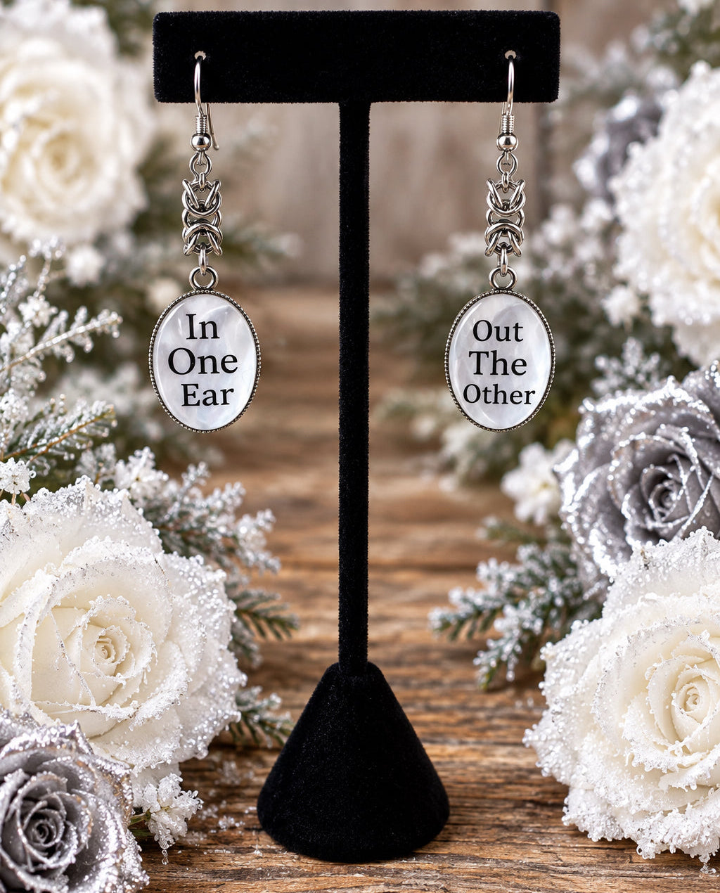 Stainless Steel/Glass Charm Earrings