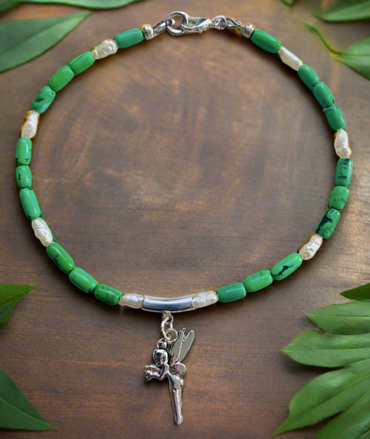Turquoise/Freshwater Pearl Anklet