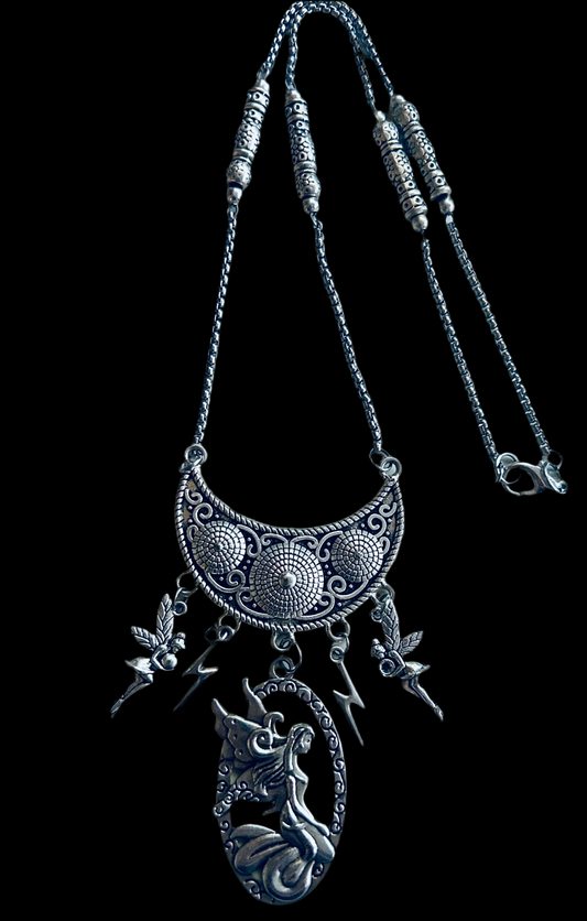 Zinc Alloy Crescent Moon Connector with Fairy Pendant/Charms