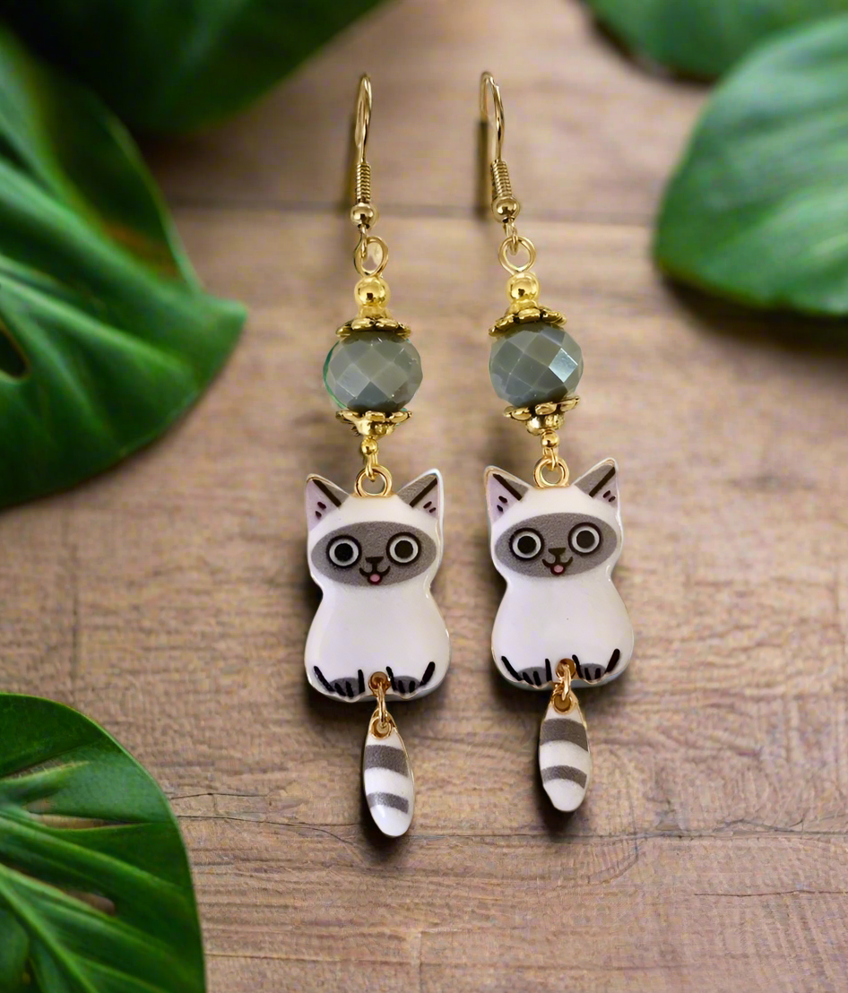 Siamese Cat Charm Earrings