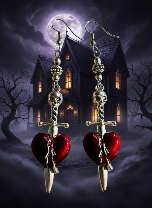 Heart/Skull Charm Earrings