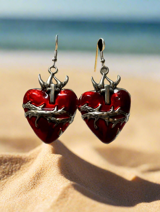 Heart/Thorn Charm Earrings