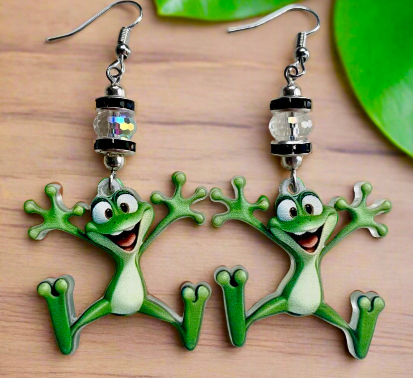 Acrylic Tree Frog Earrings