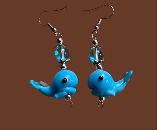 Ceramic Blue Whale Earrings