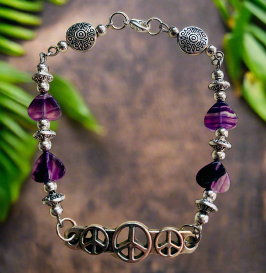 Rainbow Fluorite Gemstone/Peace Bracelet