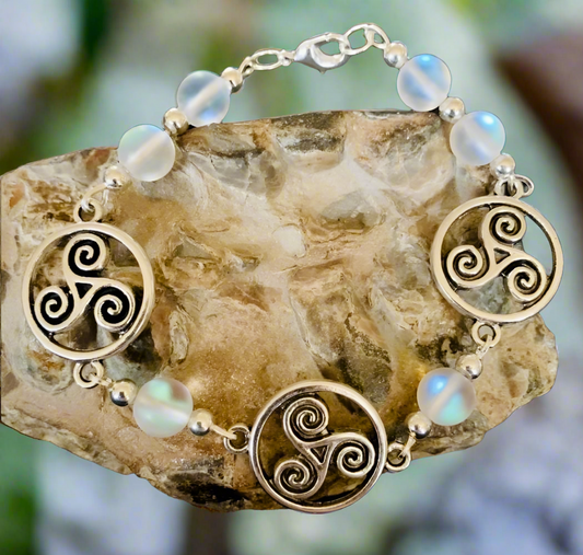 Celtic Symbol/Mermaid Glass Bracelet