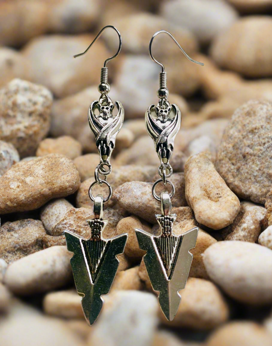 Bat Connector/Blade Charm Earrings