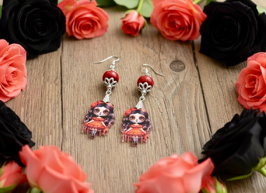 Acrylic Sugar Skull with Repurposed Coral Beads