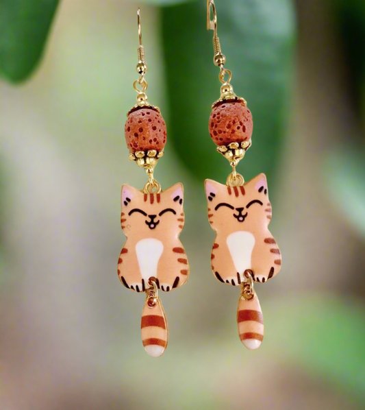 Wiggly Tailed Kittycat Earrings