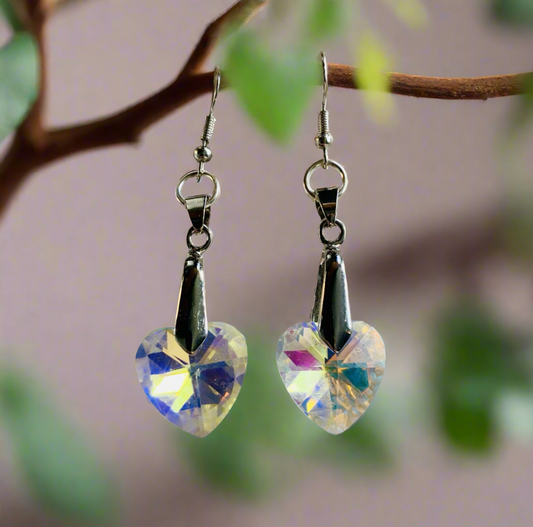 Heart Light-Reflecting Crystal Prism Earrings