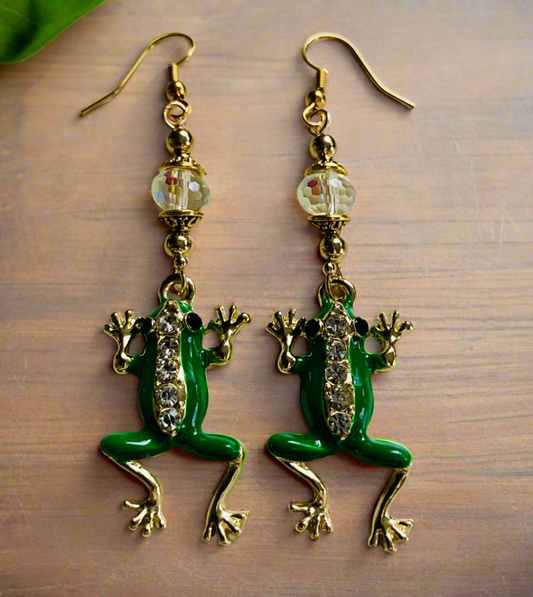 Bejeweled Tree Frog Earrings