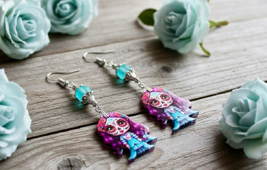 Acrylic Sugar Skull Earrings