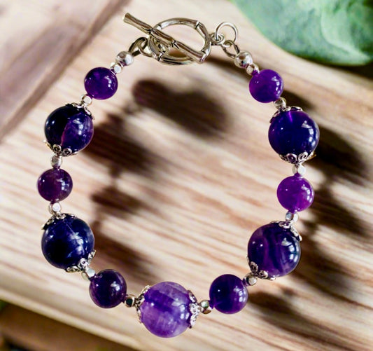 Amethyst Gemstone Bead Bracelet