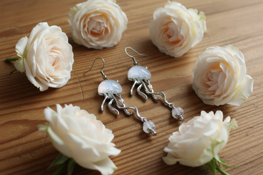 Opalite/Stainless Steel Jellyfish Earrings