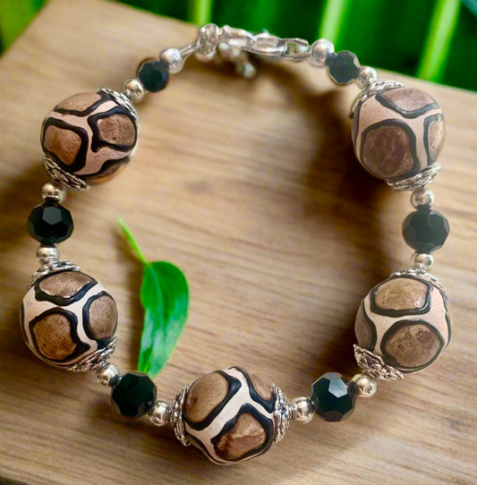 African Hand Painted Trade Bead Bracelet