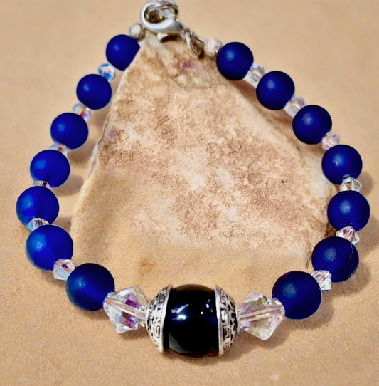Frosted Glass/Venetian Glass Bead Bracelet