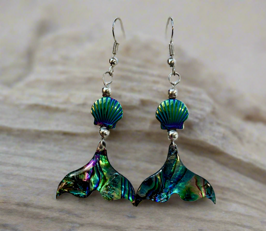 Rainbow Hematite/Abalone Shell earrings