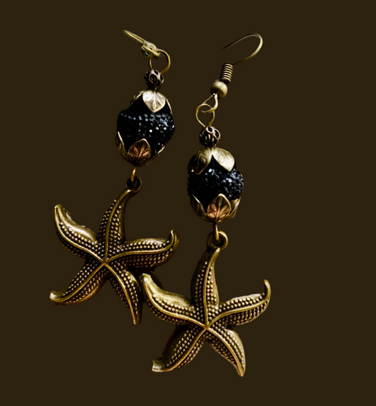 Bronze Starfish Charm Earrings