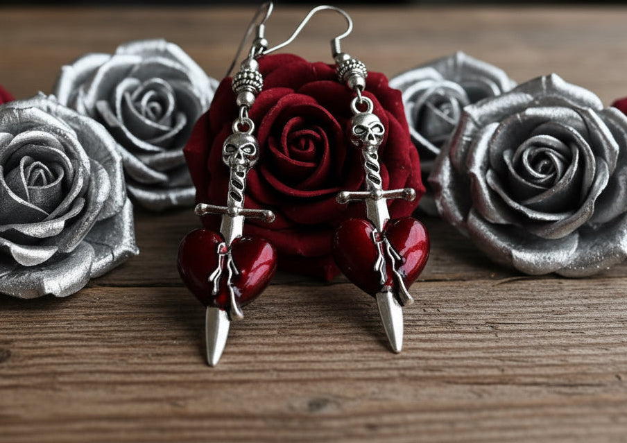 Heart/Skull Charm Earrings