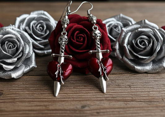 Heart/Skull Charm Earrings