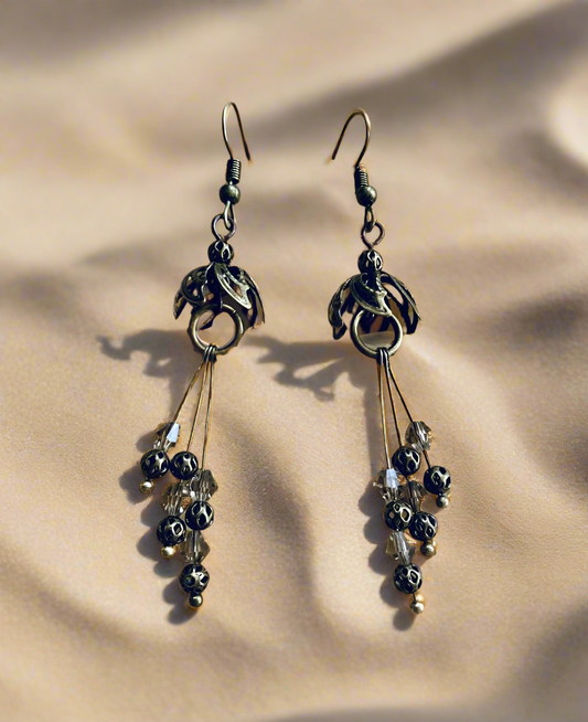 Antiqued Bronze/Swarovski Crystal Earrings