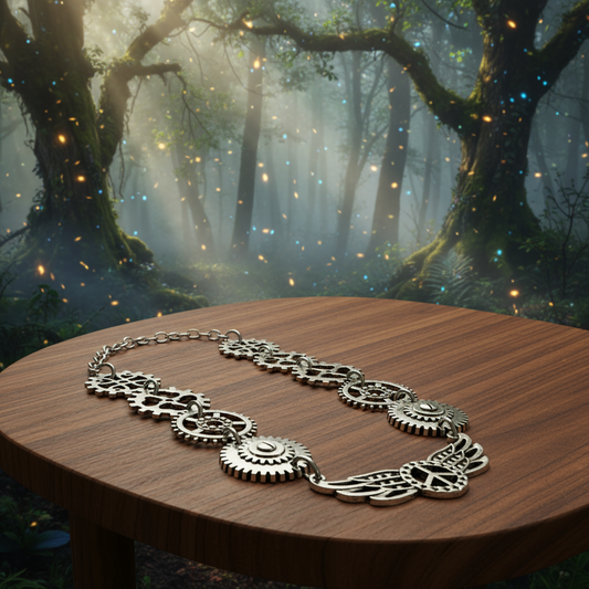 Steampunk-Inspired Bracelet With Winged Peace Connector