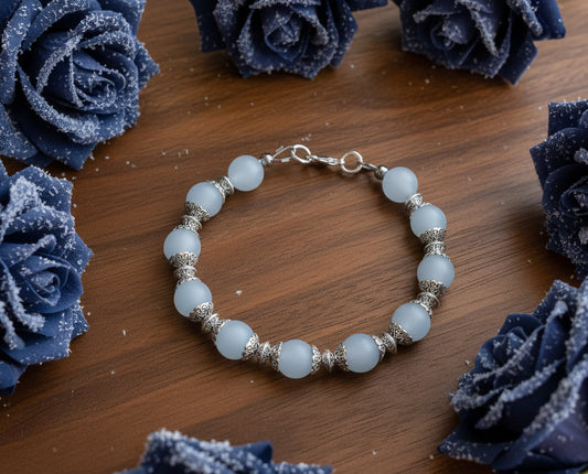 Frosted Chalcedony Gemstone Bead Bracelet