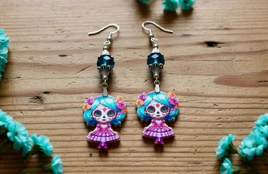 Acrylic Sugar Skull Earrings
