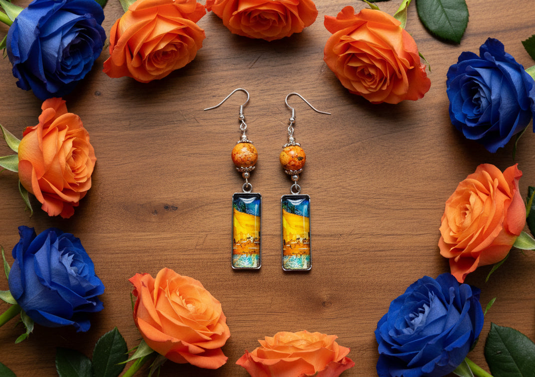 Glass “Cafe Terrace at Night” Charm Earrings