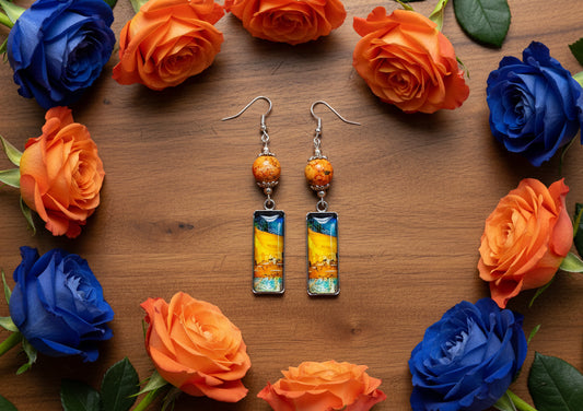 Glass “Cafe Terrace at Night” Charm Earrings