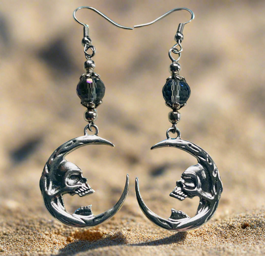 Crescent Moon/Skull Earrings
