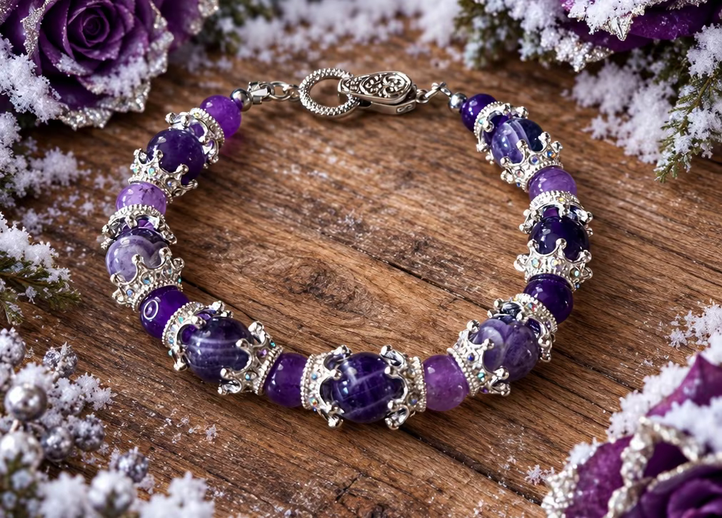 Amethyst Gemstone Bead Bracelet