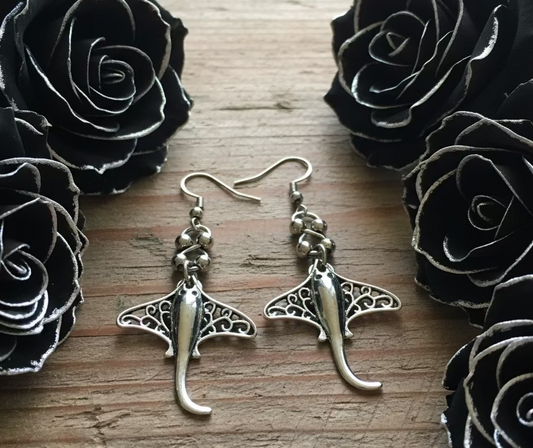 Stainless steel Stingray Charm/Chain Earrings