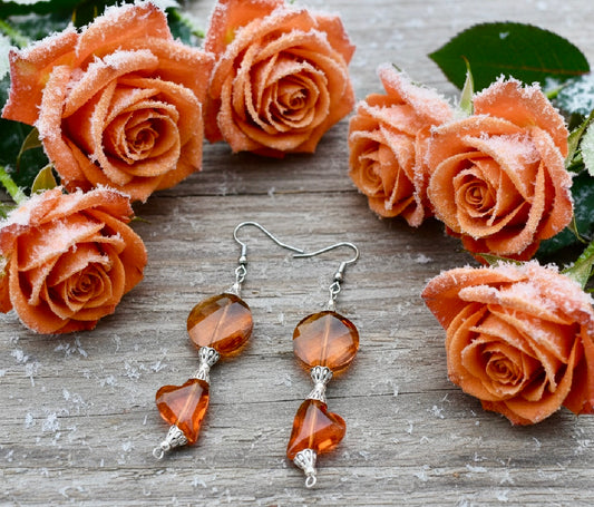 Rare Tangerine Swarovski Crystal Bead Earrings