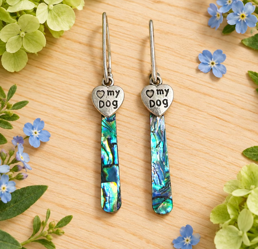 Abalone Shell/🤍 My Dog charm Earrings