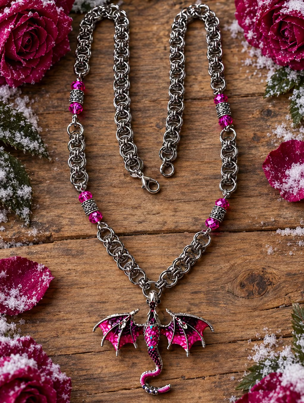 Dragon Pendant with Parallel Chainmaille