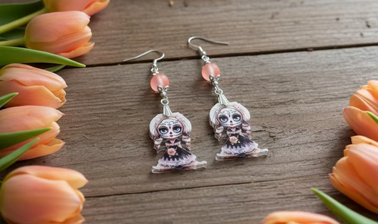 Acrylic Sugar Skull Charm Earrings